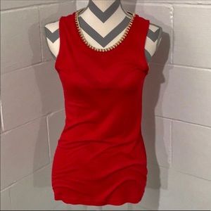 SAM EDELMAN RED TANK WITH GOLD CHAIN NECKLINE, S